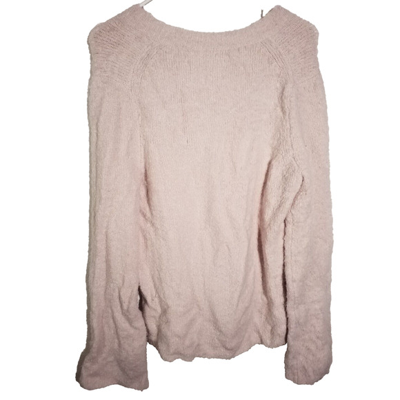 360Sweater Pink Vneck Long Sleeve Pullover Stretch Wool Blend NWT Size L - Picture 3 of 6